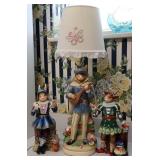 3pc Ceramic Bunnies & Bunny Lamp