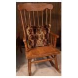 Vntg Wood Rocking Chair w/Pillow