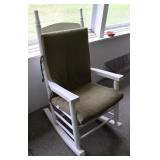 White Wooden Rocking Chair w/ Seat Cushions