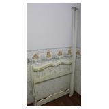 Vintage White Painted Wooden Twin Bed Frame