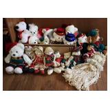 Large Collection of Christmas Stuffed Animals