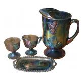 4pc Indiana Glass Harvest Grape Carnival Glass