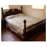Vintage Solid Wood Queen Bed w/ Frame