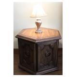 Vintage Hexagonal End Table w/ Lamp