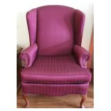 Vintage Queen Anne Style Burgundy Chair #2