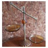 Vntg Amber Glass Scales of Justice