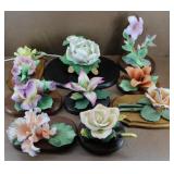 Capodimonte & Other Porcelain Flowers On Stands