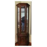 Vintage Hexagonal Lighted Curio Cabinet