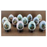 Porcelain Danbury Mint Hummel Eggs w/ Stands