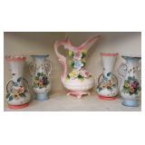 5pc Ceramic Floral Dï¿½cor