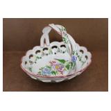 Vtg RC & CL Hand Painted Floral Ceramic Basket