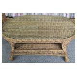 Wicker Table w/ Glass Top