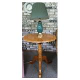 3 Legged Pedestal Wooden Table w/ Lamp