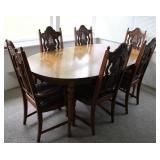 Vintage Solid Wood Table w/ 6 Chairs