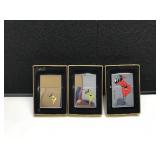 3 Zippo Windy Lighters with a Varga Girl