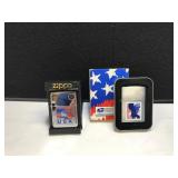 2 Zippo Lighters - USA Eagle on The Flag