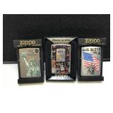 3 Zippos Lighters - Military Montage
