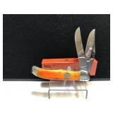 Colonel Coon Large Stockman Orange Bone Handle