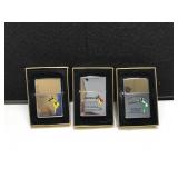 3 Zippo Windy Lighters with a Varga Girl