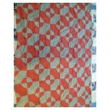 Patchwork Quilt Top - Red & Green Circles