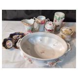 Assorted Floral Dishware & Candle