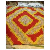 Patchwork Quilt Top - Red & Yellow Floral