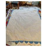 Patchwork Quilt Top - Blue Scalloped Edges