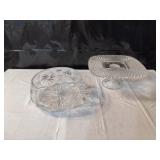 Glass Footed Cake Stand and Crystal Bowl