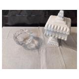 Vintage Milk Glass Candy Bowl and Crystal Bowl