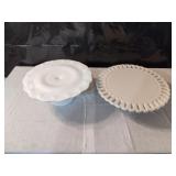 Milk Glass and Portmeirion Pedestal Cake Stands