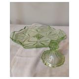 Uranium Glass Tray & Candlestick Holder