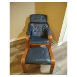 Leather Chair with  Matching Ottoman