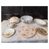 Assortment of Orange Floral Dishware
