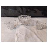 Crystal Creamer Glasses and Bowl