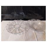 Clear Depression Glass Bowl & Platter