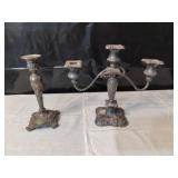 Silver Plated Candelabra and Candle Holder