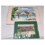 2 Water Color Paintings - Bridges