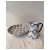 Navy Blue Pitcher and Plate