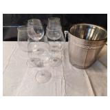 Ice Bucket w 5 Wine Glasses