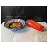 Large Serving Bowl and Cast Iron Baking Pan