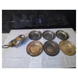 Silver Plated 6 Saucers & Gravy Bowl