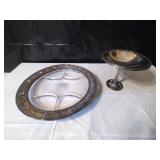 Silver Plated Serving Tray & Bowl on Pedestal