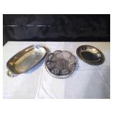 Silver Plated Bowl & 2 Trays