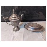 Silver Plated Teapot and Serving Dish