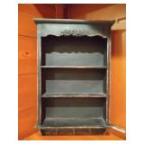 Black-Distressed farm House Open Shelf Cabinet