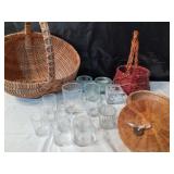 Assorted Baskets & Glassware