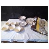 English Ironstone Dishware & Table runner