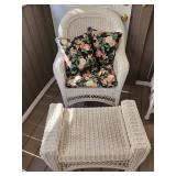 Resin Wicker Chair and Foot Stool