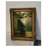 Vintage old Iron Side Bubble Glass Frame