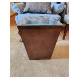 Solid Wood 2 Glass Top Storage Side Table